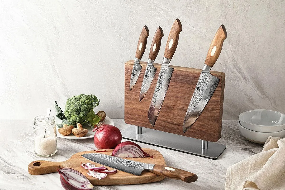 Xinzuo Walnut Magnetic Knife holder-Knife Display Stand-Magnets Both Sides