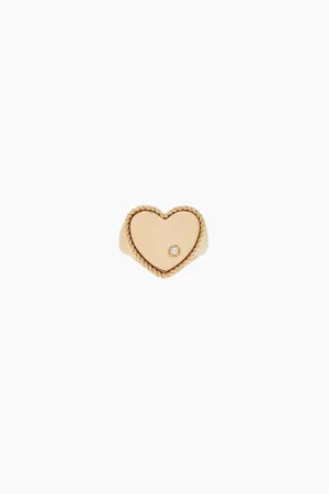 Yvonne Léon Large Chevalière Heart Ring - Yellow Gold