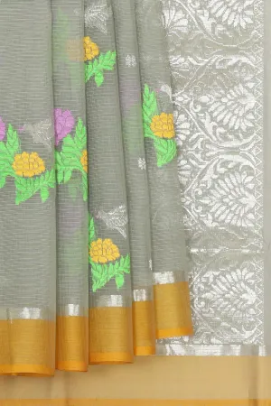 Zari Kota Grey Saree