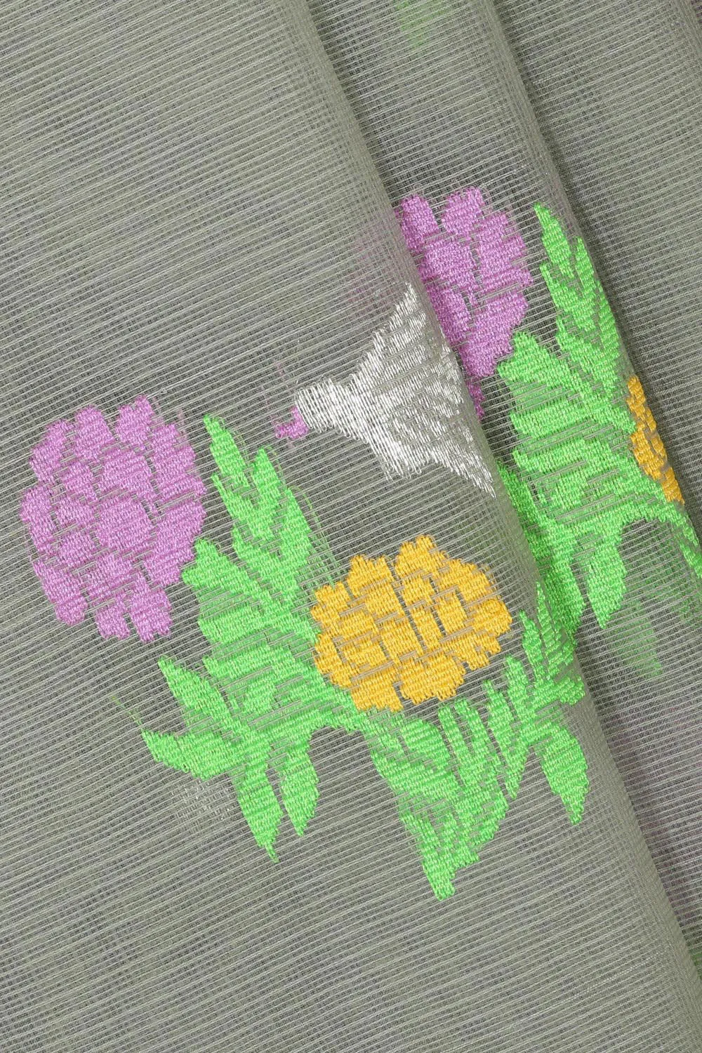 Zari Kota Grey Saree